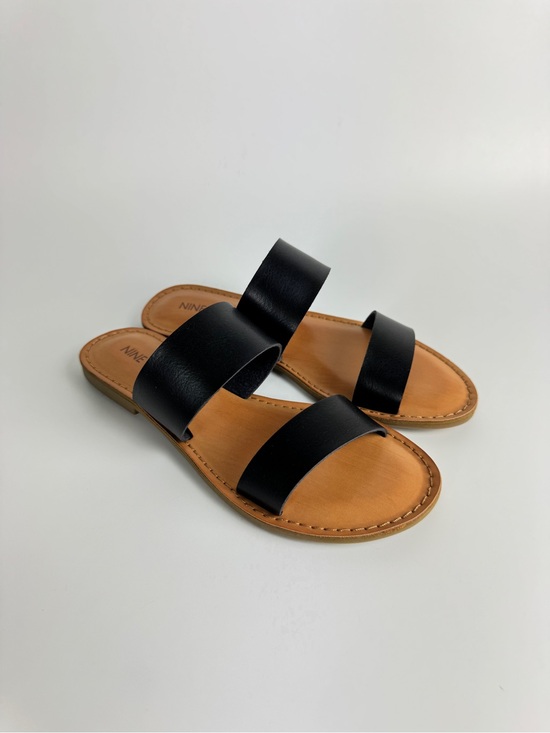Nine West Shoes - Nine West Women Black Double Strap Slide Sandals